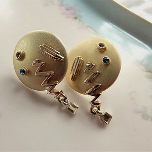 Abstract Gold Tone Earrings - Pierced